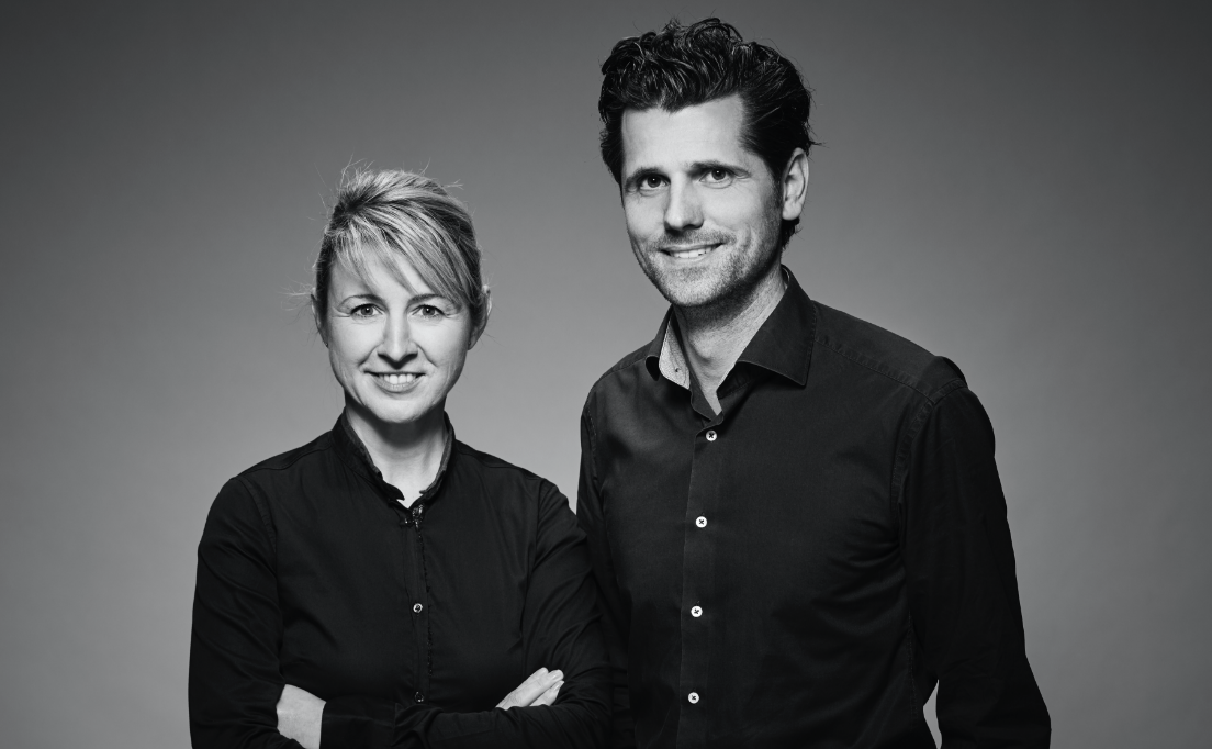 Die Geschäftsführer Sabine Baur und Georg Maier in Schwarz-Weiß